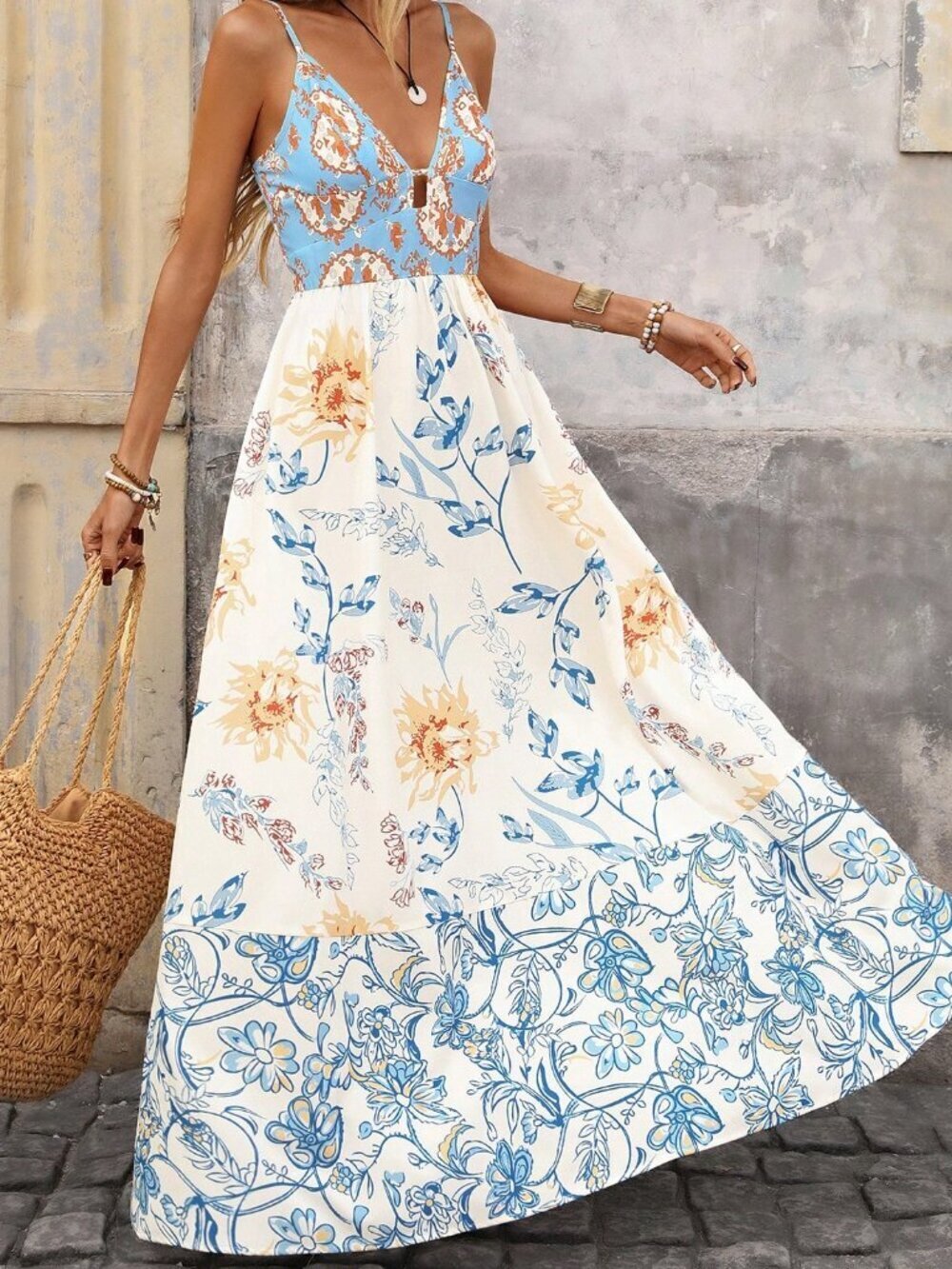 Multicolor Casual Women's Sleeveless Floral Print Elegant Summer Dress